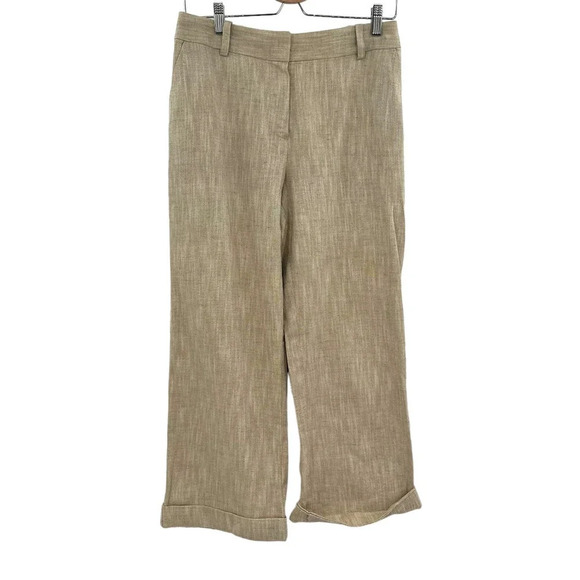 St. John Sport Khaki Cuffed Trouser Pants Linen Blend Size‎ 8 - Picture 1 of 7